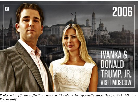 Ivanka i Donald Tramp Junior, posetili su 2006. godine Moskvu radi uspostavljanja poslovnih veza s tamošnjim autoritetima.